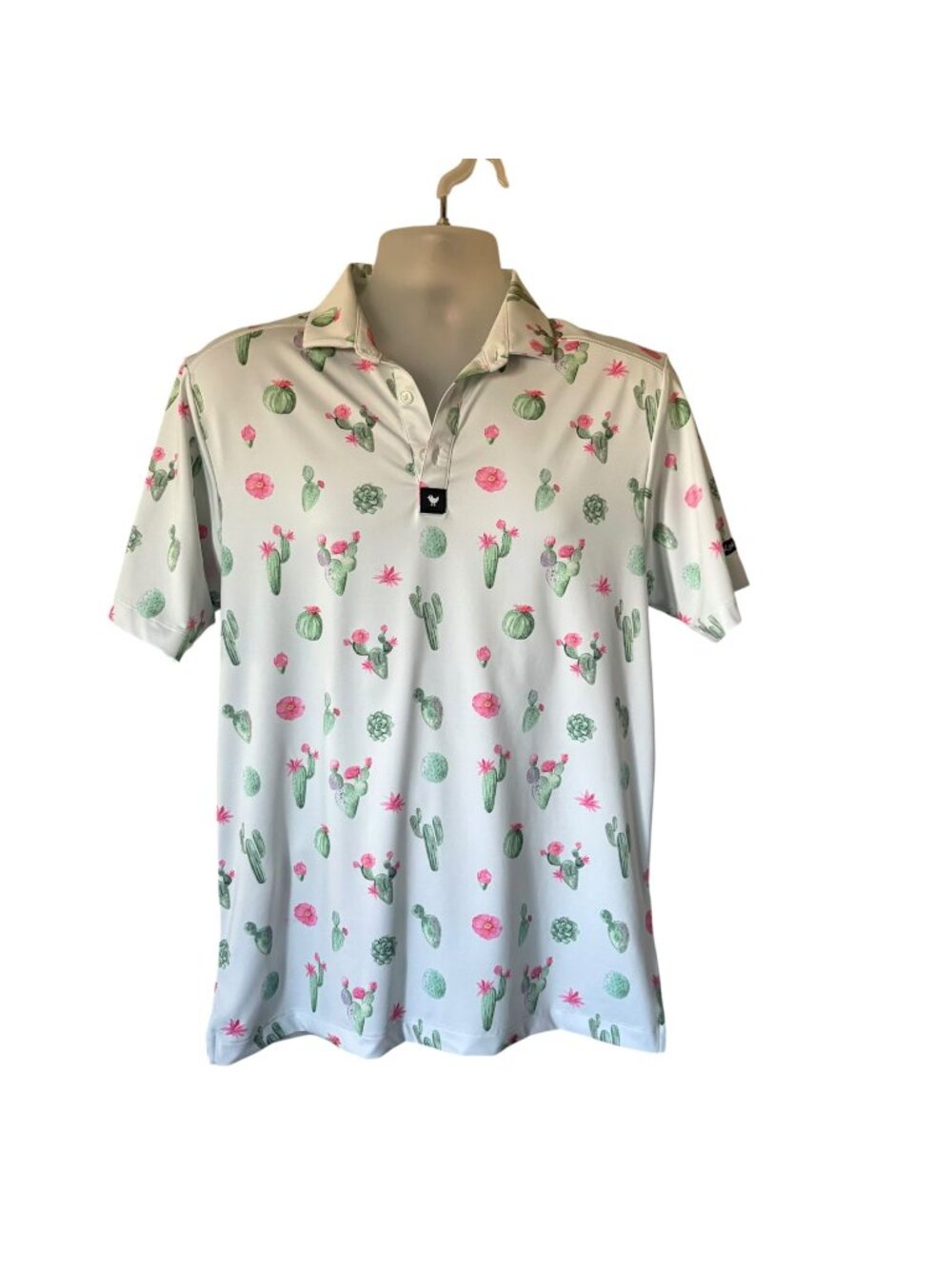 Bad Birdie Golf Polo Shirt Men Small Performance Desert All Over Print Cactus